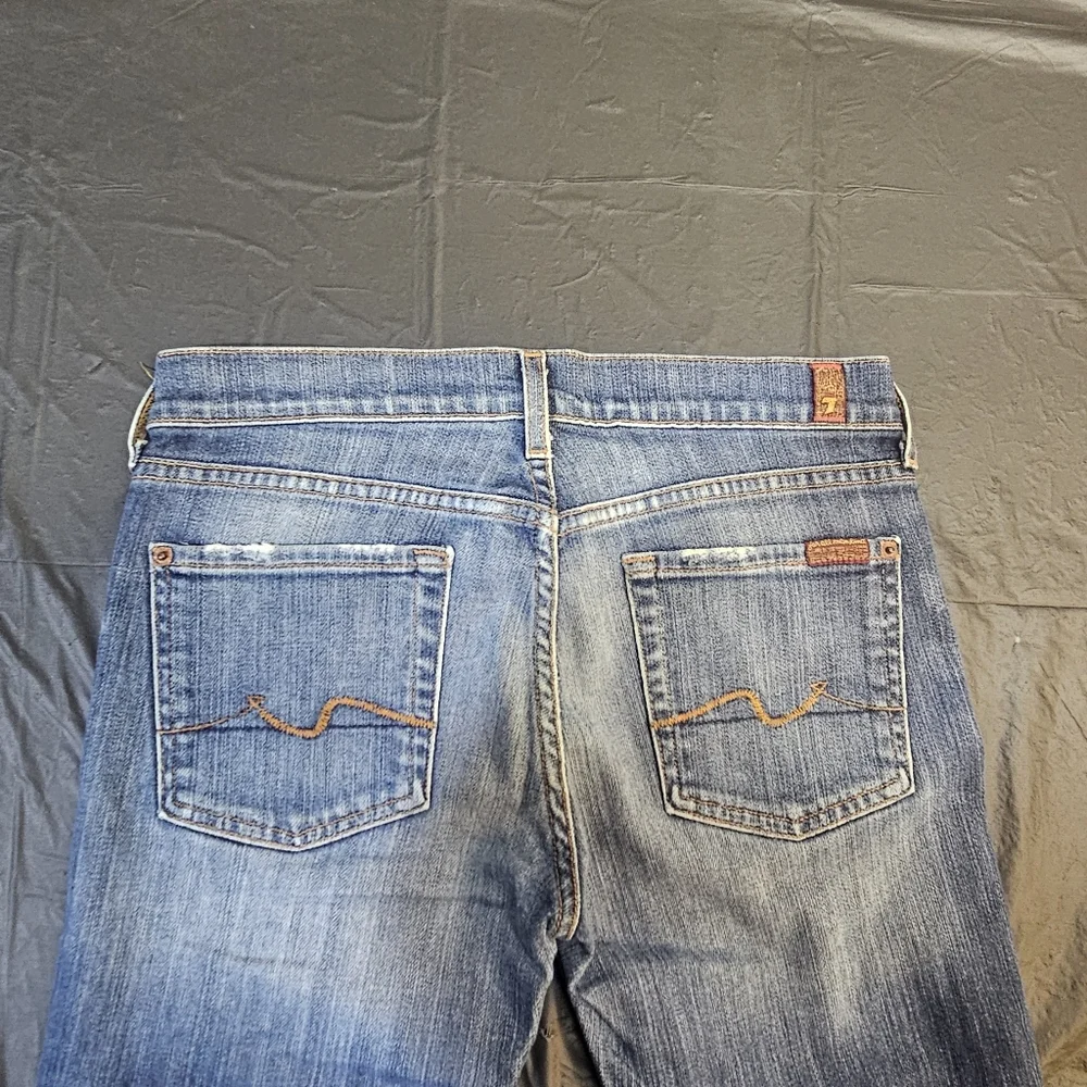 7 For All Mankind Dark Blue Boot Cut Jeans - Picture 4 of 14